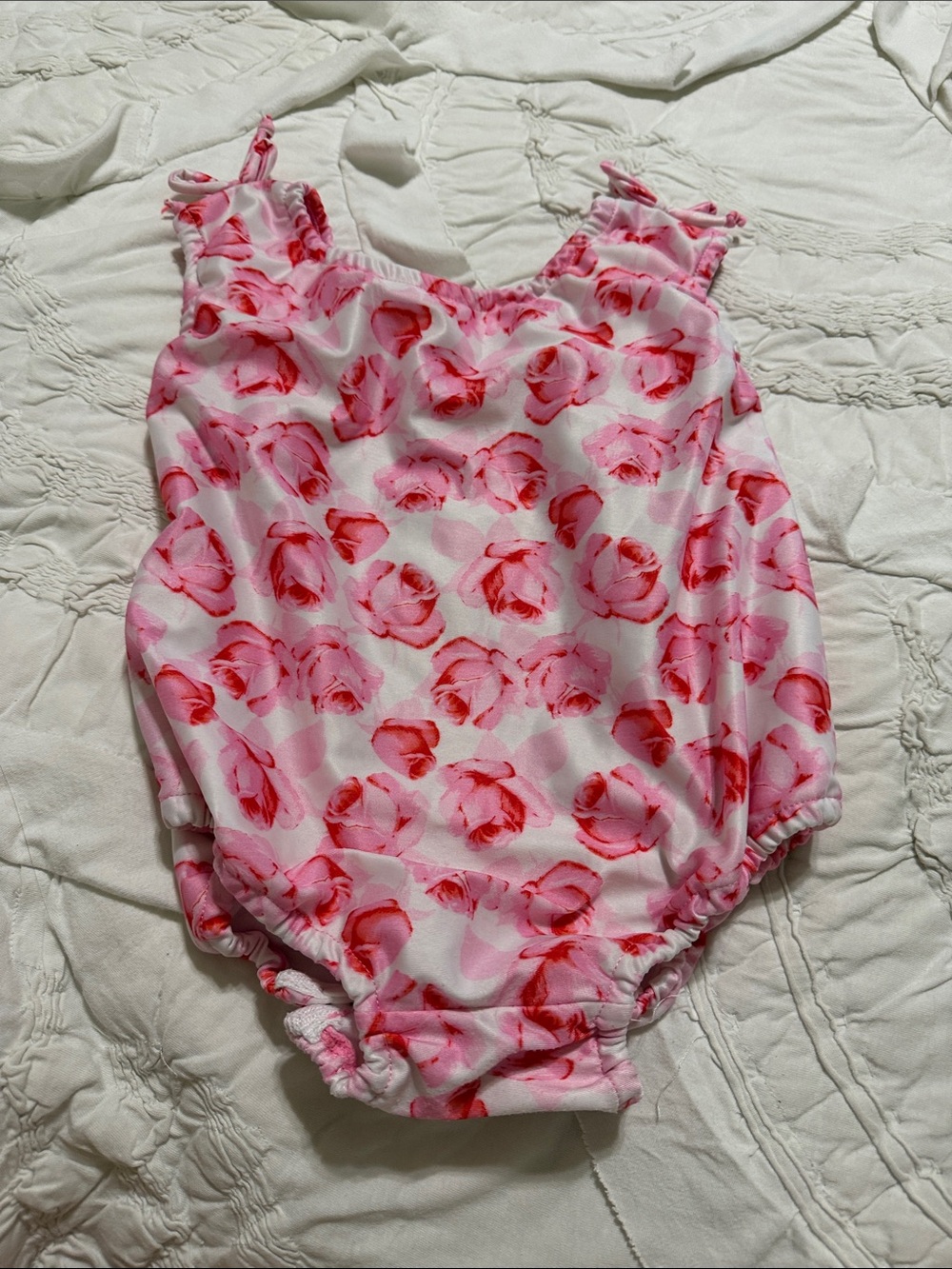 Rachel Riley Pink and Red Floral Girls' One-Piece Swim